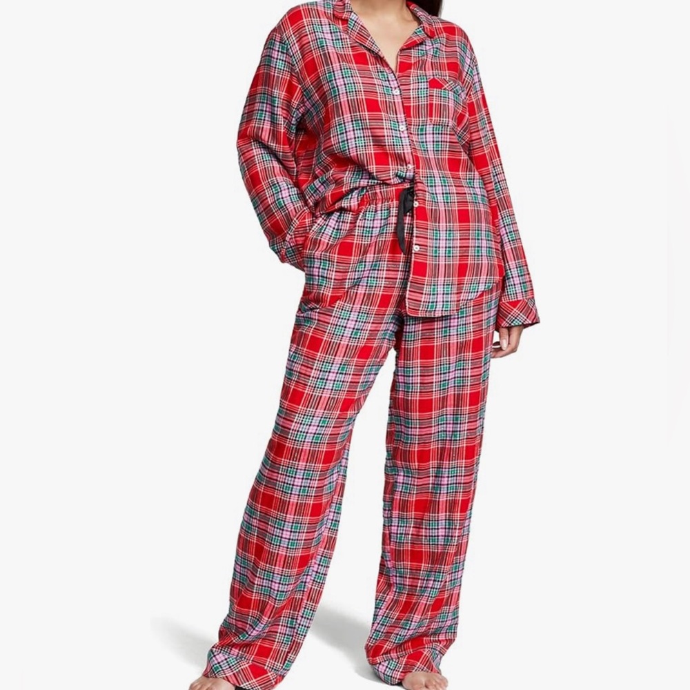 VICTORIA SECRET Plaid Pajama Christmas Flannel Long sleeve Top and Pant Set